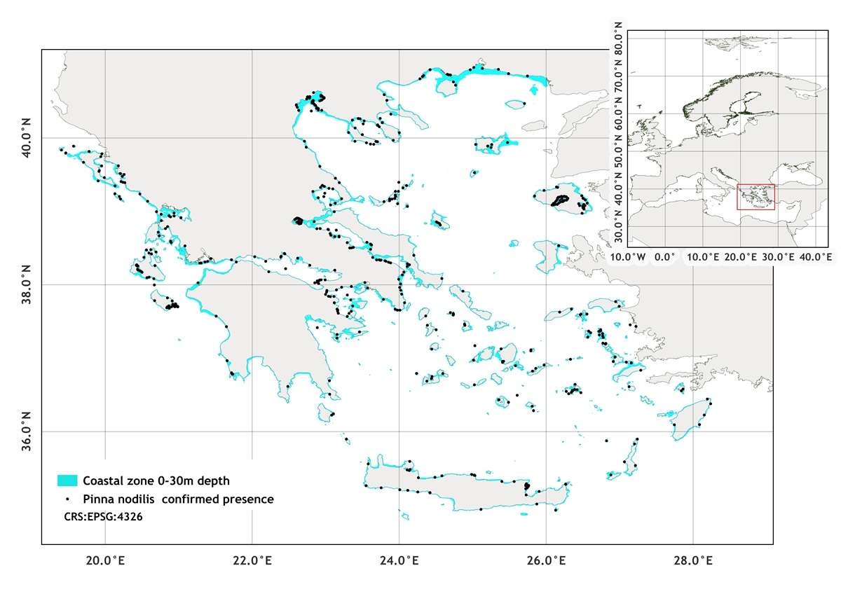 Pinna nobilis map
